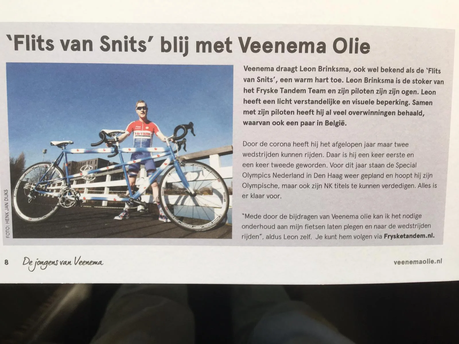 “de flits van snits” blij met veenema olie